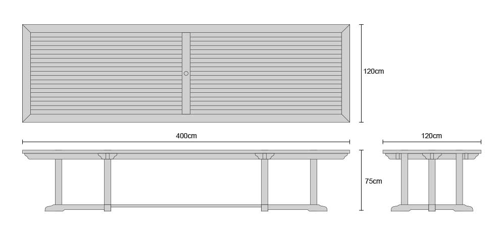 Hilgrove Teak Rectangular Table - 4 m